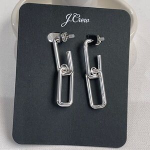 J.Crew Silver-tone Double Link Drop Earrings NWT